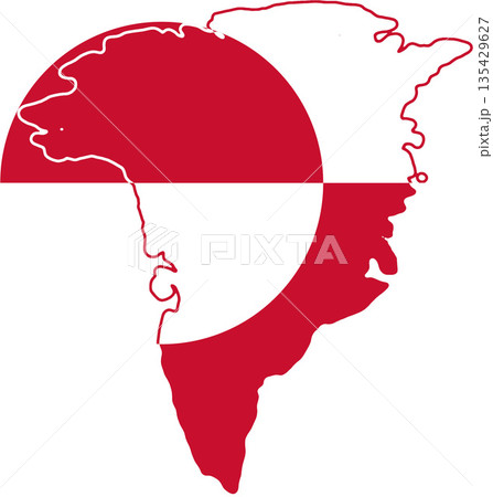 abstract flag background of Greenland, simplified symbol shape of the map of Greenland 135429627