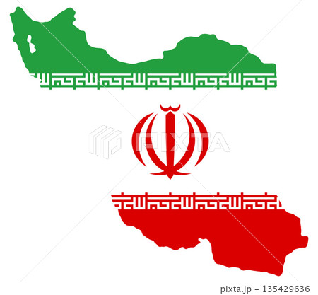 Flag of Iran, simplified shape of the map, smooth rounded, isolated 135429636