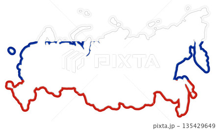 white abstract flag colors of Russia, simplified symbol shape of the map of Russia 135429649