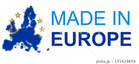 made in Europe symbol, isolated, simplified shape of the map of Europe 135429654