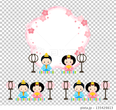 Hina dolls and peach blossoms Hinamatsuri frame 135429813