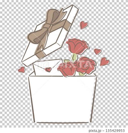 バレンタイン プレゼントボックス 茶 リボン 135429953