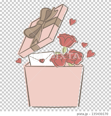 Valentine's Day gift box, pink and brown with ribbon Valentine's Day gift box, pink and brown with ribbon 135430170