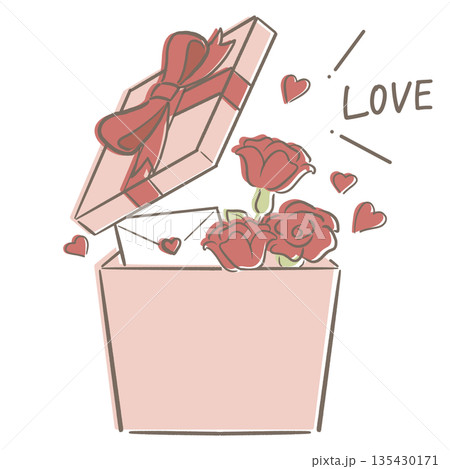 バレンタイン プレゼントボックス ピンク 赤 リボン LOVE バレンタイン プレゼントボックス ピンク 赤 リボン LOVE 135430171