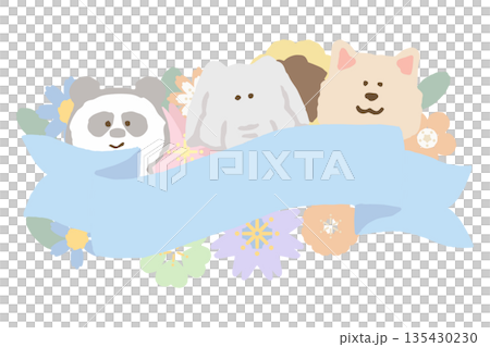 柔和春日色彩畢業/入學系列 | 易於添加文字的動物和花卉插圖 柔和春日色彩畢業/入學系列 | 易於添加文字的動物和花卉插圖 135430230