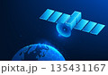 Satellite Technology Background with Central Server Hub Orbiting Earth, Global Data Network, Space Communication, Cloud Computing and Worldwide Internet Connectivity Concept 135431167