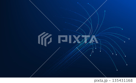 Data Center Technology Background with Branching Data Lines, Digital Network Infrastructure, Big Data and Cloud Computing Concept 135431168