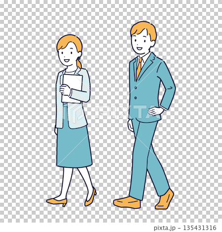 Illustration of a walking business person _ whole body Illustration of a walking business person _ whole body 135431316