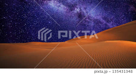 beautiful view of the desert in the evening 135431348