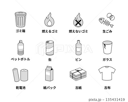 ゴミの分別イラストセット 135431419