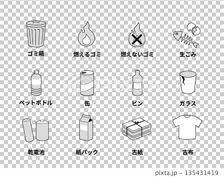 ゴミの分別イラストセット 135431419