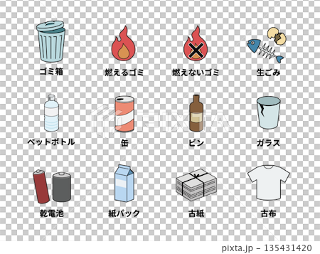 ゴミの分別イラストセット 135431420