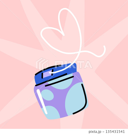 Heartshaped dental floss in a purple case on a bright pink background dental care oral care Heartshaped dental floss in a purple case on a bright pink background dental care oral care 135431541