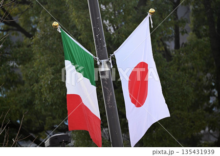 日本とイタリアの国旗 135431939