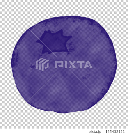 果物のかわいい手描きイラスト。水彩で描かれた一粒のブルーベリー 果物のかわいい手描きイラスト。水彩で描かれた一粒のブルーベリー 135432121