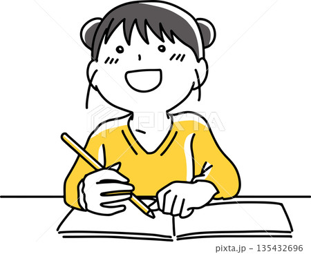 授業を理解して喜ぶ女の子 135432696