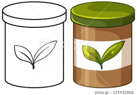 Vector Illustration of a Food Jar in Color and Outline 135432808