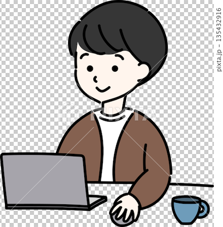 リモートワークをする男性 135432916