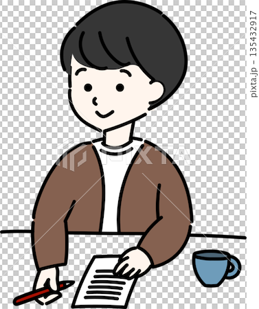 手紙を書く男性 135432917