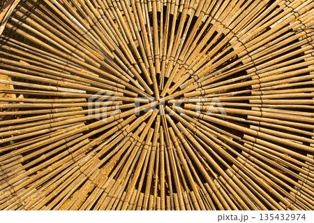 Close-up of small bamboo wood texture arranged as a background 135432974