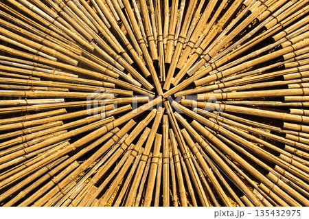 Close-up of small bamboo wood texture arranged as a background 135432975