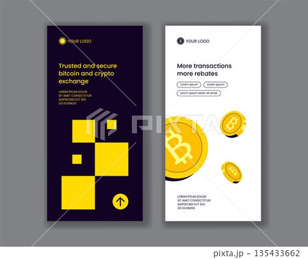 Vertical Banner Design Showing Cryptocurrency Wallet Trading With Flat Cartoon Illustration 135433662