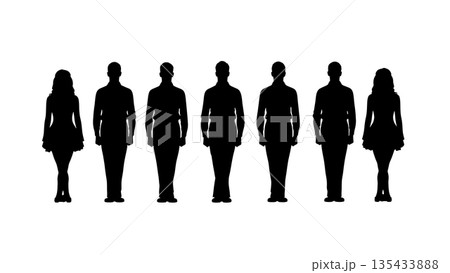 Black Solid Irish Step Dance Silhouettes Set of Six on White Background 135433888