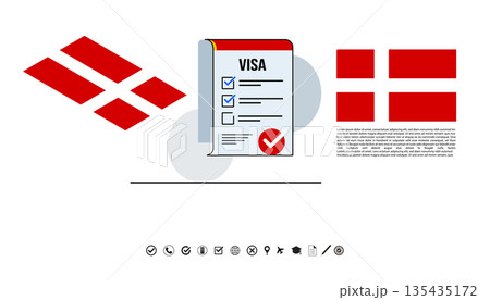 Denmark Visa Application And Flag Imagery Checklists, Flags, And Document Icons. Denmark Visa Application And Flag Imagery Checklists, Flags, And Document Icons. 135435172