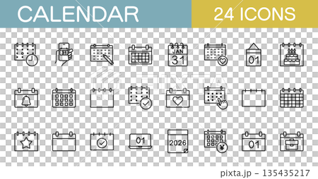 Calendar icon set, event schedule Calendar icon set, event schedule 135435217