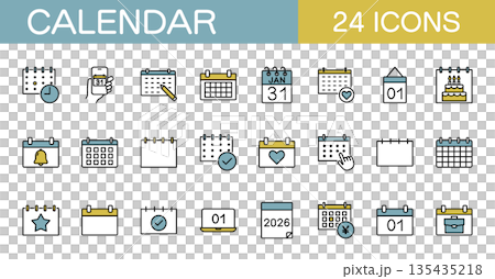 日曆圖示集，事件，日程，顏色 135435218