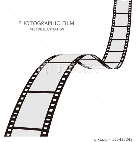 正方形の背景素材：ダイナミックな動きをした35mm写真フィルムのベクターイラストデータ 135435242