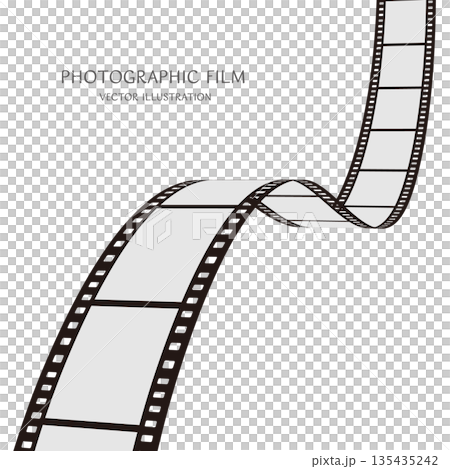 正方形の背景素材：ダイナミックな動きをした35mm写真フィルムのベクターイラストデータ 135435242