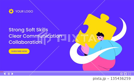 Soft Skills Flat Cartoon Hand Drawn Illustration Background for Thumbnail 135436259
