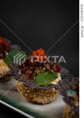 Cheese fried balls or croquettes with potatoes or rice. Snacks, fast food, junk food Cheese fried balls or croquettes with potatoes or rice. Snacks, fast food, junk food 135436430