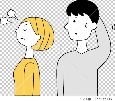 憤怒的女人和困惑的男人(單色) 憤怒的女人和困惑的男人(單色) 135436445