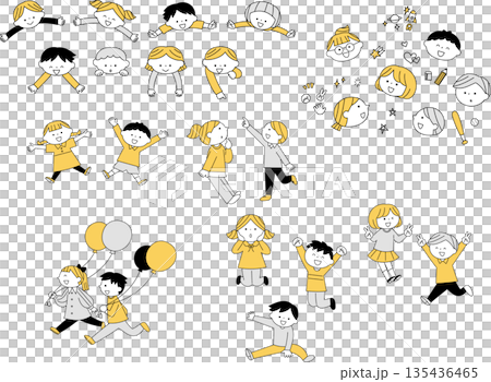 兒童活力姿勢合影，單色 135436465