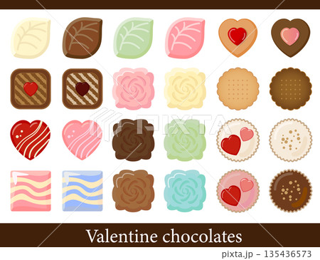 バレンタインデーのチョコのイラストセット バレンタインデーのチョコのイラストセット 135436573