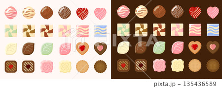 バレンタインデーのチョコのイラストセット 135436589