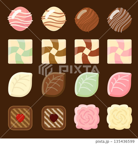 バレンタインデーのチョコのイラストセット バレンタインデーのチョコのイラストセット 135436599