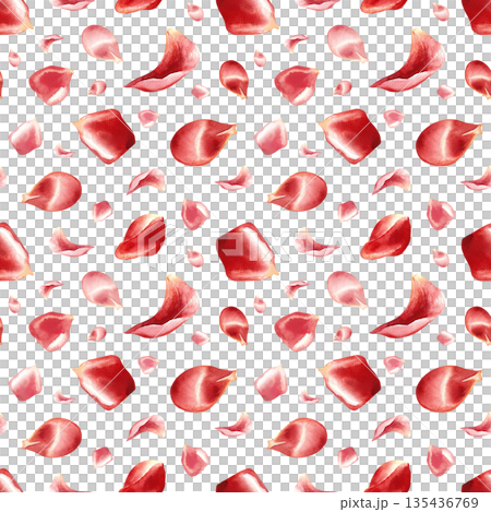 Seamless pattern of red rose petals. Hand-drawn watercolor illustration. Perfect for wedding and Valentine's Day. Also suitable for textiles, wrapping paper, wallpaper, packaging, tablecloth and more. Seamless pattern of red rose petals. Hand-drawn watercolor illustration. Perfect for wedding and Valentine's Day. Also suitable for textiles, wrapping paper, wallpaper, packaging, tablecloth and more. 135436769