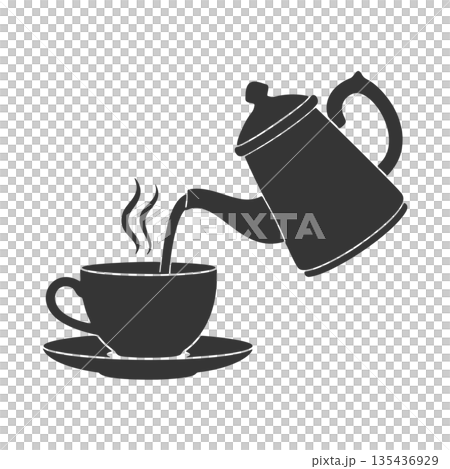 Tea time silhouette icons Tea time silhouette icons 135436929