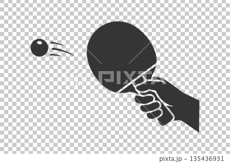 Silhouette icon of a hand playing table tennis 135436931