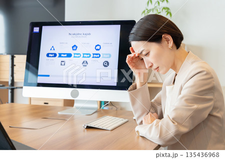 打合せで悩む女性 135436968