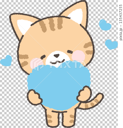 Brown tabby cat with a heart 135437255