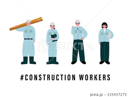 建設業者の男女のイラスト 135437275