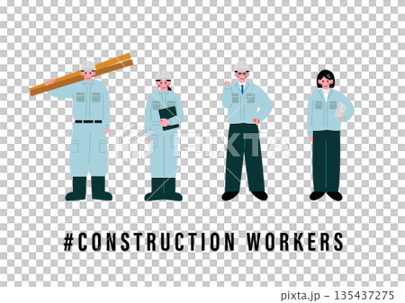 建設業者の男女のイラスト 135437275