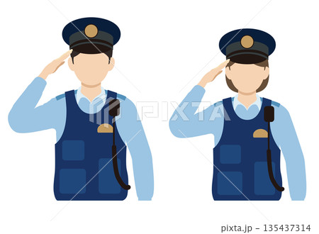 敬礼する2人の警察官 敬礼する2人の警察官 135437314