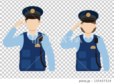 敬礼する2人の警察官 敬礼する2人の警察官 135437314