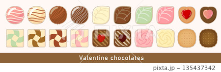 バレンタインデーのチョコのイラストセット 135437342