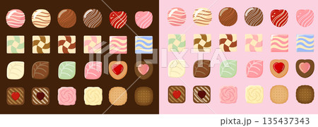 バレンタインデーのチョコのイラストセット バレンタインデーのチョコのイラストセット 135437343